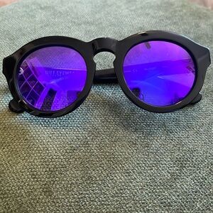 Diff Eyewear Sunglasses- Black with Purple Reflective Lenses